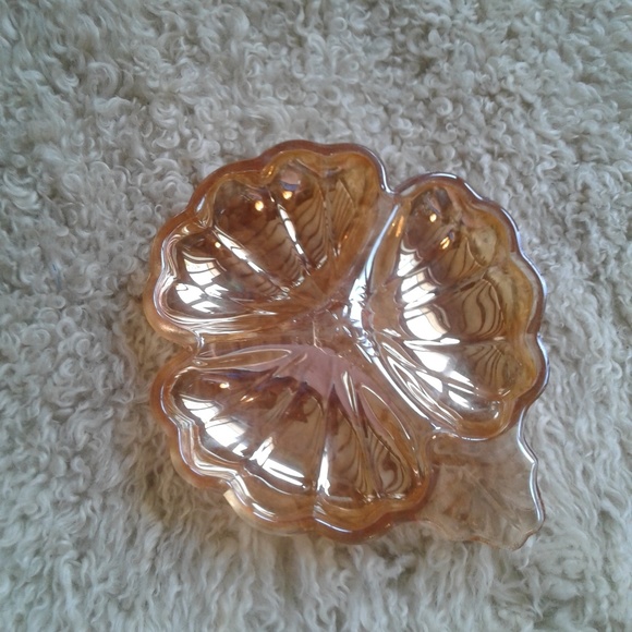 Other - Vintage Orange Iridescent Glass Flower Dish